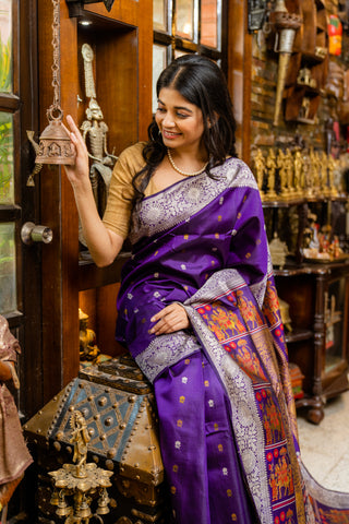 baluchari with silver and golden intricate
