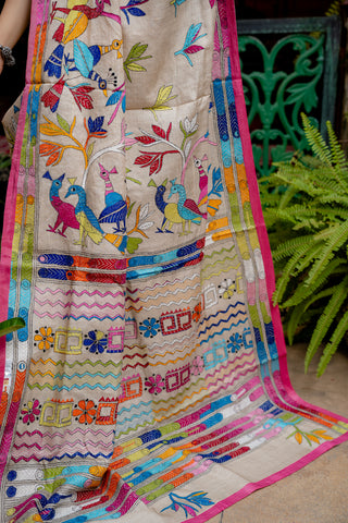 Kantha stich with full work in multiple colours